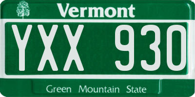 VT license plate YXX930