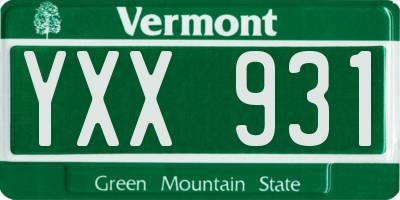 VT license plate YXX931