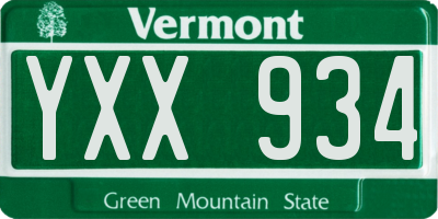 VT license plate YXX934