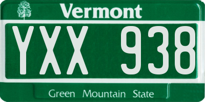 VT license plate YXX938