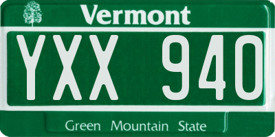 VT license plate YXX940