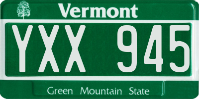 VT license plate YXX945