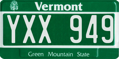VT license plate YXX949