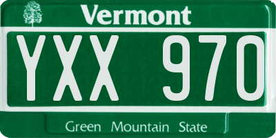 VT license plate YXX970