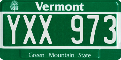 VT license plate YXX973