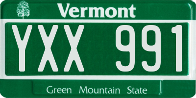 VT license plate YXX991