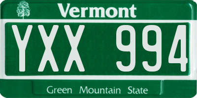 VT license plate YXX994