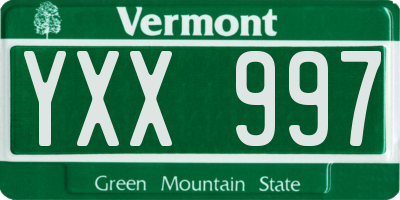 VT license plate YXX997