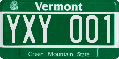 VT license plate YXY001