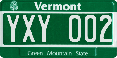 VT license plate YXY002
