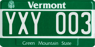 VT license plate YXY003