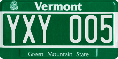 VT license plate YXY005