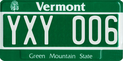 VT license plate YXY006