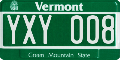 VT license plate YXY008