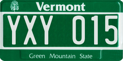 VT license plate YXY015