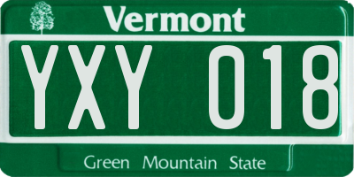 VT license plate YXY018