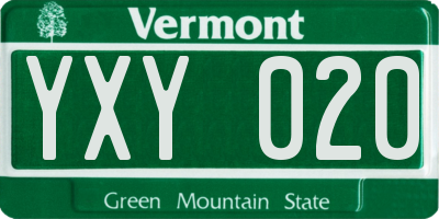 VT license plate YXY020