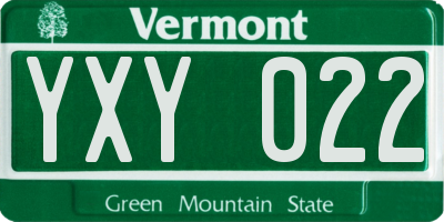 VT license plate YXY022