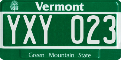 VT license plate YXY023