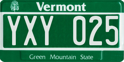 VT license plate YXY025