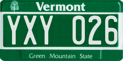 VT license plate YXY026