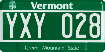 VT license plate YXY028