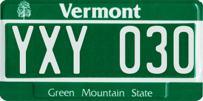 VT license plate YXY030