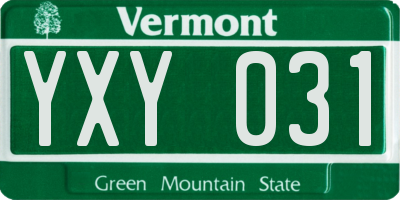 VT license plate YXY031