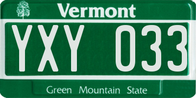 VT license plate YXY033