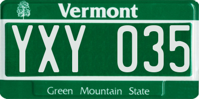 VT license plate YXY035