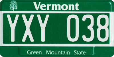 VT license plate YXY038