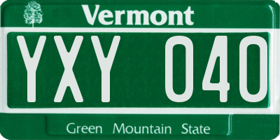VT license plate YXY040
