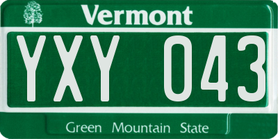 VT license plate YXY043