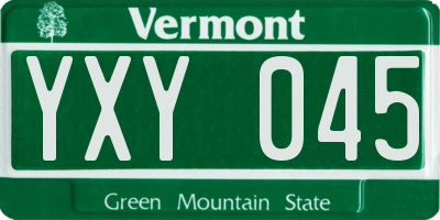 VT license plate YXY045
