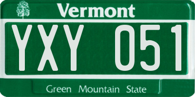 VT license plate YXY051