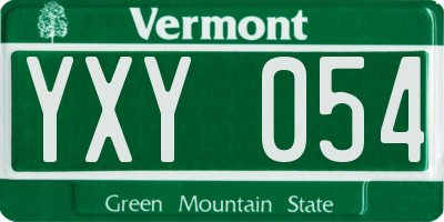 VT license plate YXY054