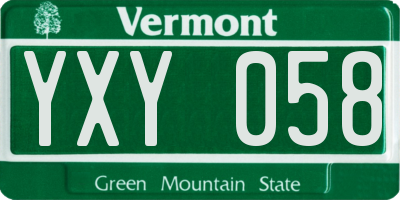 VT license plate YXY058
