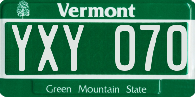 VT license plate YXY070