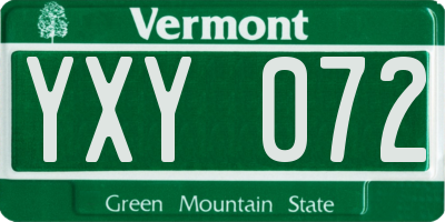 VT license plate YXY072