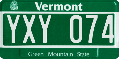 VT license plate YXY074