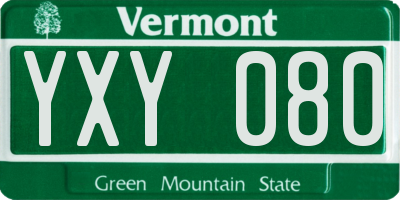 VT license plate YXY080
