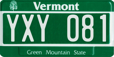 VT license plate YXY081