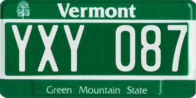 VT license plate YXY087