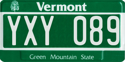 VT license plate YXY089