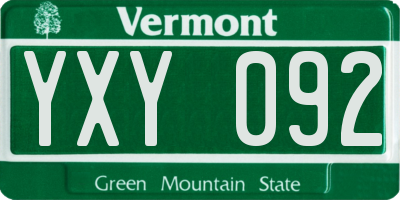 VT license plate YXY092
