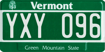 VT license plate YXY096