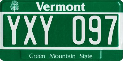 VT license plate YXY097