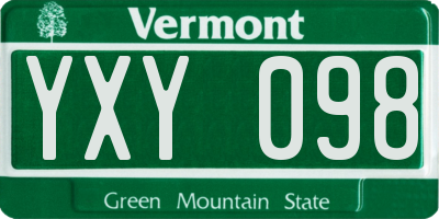 VT license plate YXY098