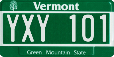 VT license plate YXY101