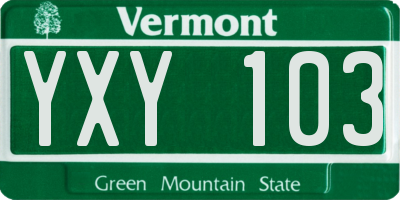VT license plate YXY103